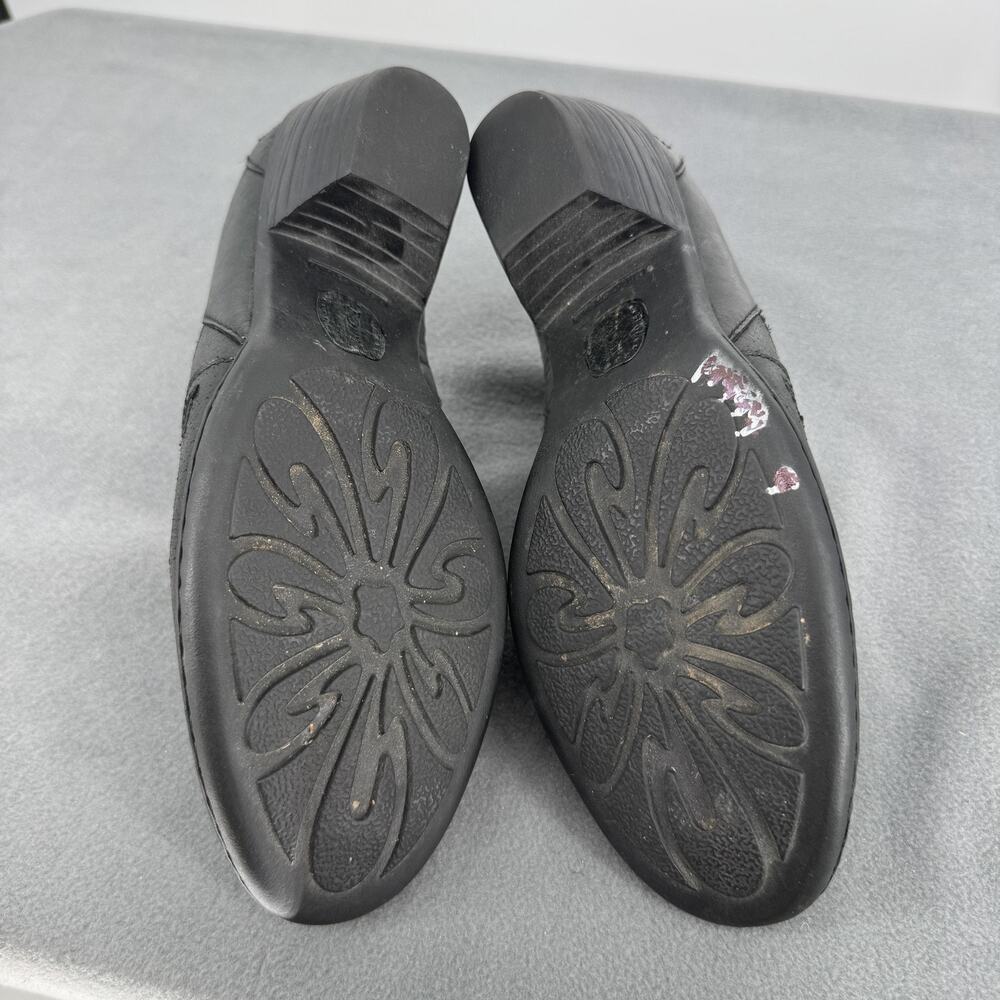 Born Black Leather Western Slip On Shootie Shoes Womens 9 40.5 Comfort Bootie - Picture 7 of 9